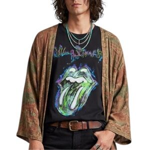 The Rolling Stones Black Multicolour Graphic Retro Rock Cotton T-shirt Men’s XL